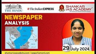 Newspaper Analysis  29th July 2024  UPSC Current Affairs  Shankar IAS Academy [upl. by Lekym]