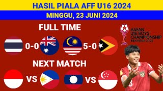 HASIL PIALA AFF U16 HARI INI  TIMNAS MALAYSIA VS TIMUR LESTE  KLASEMEN PIALA AFF U16 TERBARU [upl. by Bashuk121]