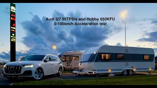 Audi Q7 55TFSIe acceleration with Hobby 650KFU [upl. by Enetsirhc]