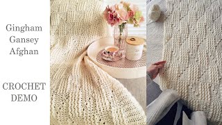 Gingham Gansey Afghan  Crochet Stitch Demo [upl. by Haneehs]