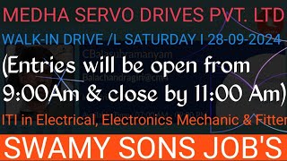 JOBS IN MEDHA SERVO DRIVES PVT LTD  SWAMY JOBS  MALES FEMALES JOBS  FULL DETILES  BALAOFFICIAL [upl. by Kristof]