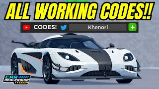 🔥NEW 13 WORKING CODES FOR CAR DEALERSHIP TYCOON FEB 2024 cardealershiptycoonKhenori2 [upl. by Enilra]