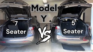 Tesla Model Y 3rd Row Seat Cargo Room And Feature Differences To The 5 Seat  Is It Worth The Cost [upl. by Divadnahtanoj]