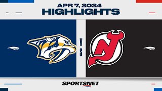 NHL Highlights  Predators vs Devils  April 7 2024 [upl. by Ailaht]