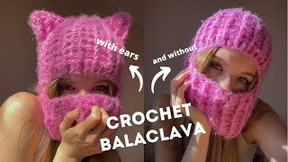 CROCHET BALACLAVA ✨ How to crochet with ears and without 😼 [upl. by Airetal]