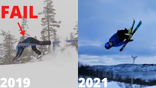 2 year freestyle skiing progression [upl. by Arobed338]