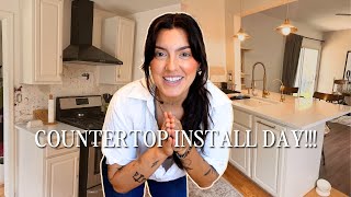 5K BUDGET KITCHEN RENOVATION Countertop Install Day Part 12  Anastasia Creative [upl. by Atnaloj498]