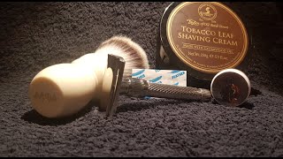 Homelike Shaving Taiga Adjustable Razor  Alpha Shaving Faux Ivory Sytnhetic Brush [upl. by Anerdna]