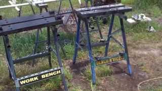 Harbor Freight saw horses work bench I improve them [upl. by Lilithe960]