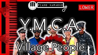 YMCA LOWER 3  Village People  Piano Karaoke Instrumental [upl. by Giulio]