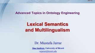 Lexical Semantics and Multilingualism Part 12 [upl. by Nnhoj]