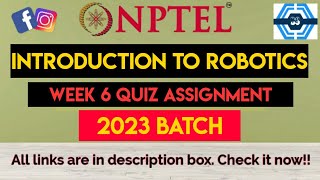 Introduction To Robotics Week 6 Quiz Assignment Solution  NPTEL 2023 [upl. by Hound]