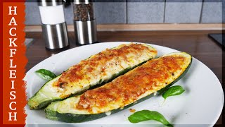 Gefüllte Zucchini mit Hackfleisch  mit Käse überbacken [upl. by Desirea]