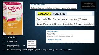 OTC 301 docusate 50mg coloxyl stool softener constipation 12 hourly OSCE KPAS NAPLREX [upl. by Llecram593]