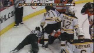 Andrew Ference vs Scott Hartnell Mar 29 2009 [upl. by Marvel]