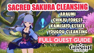 Sacred Sakura Cleansing Ritual Araumi Chinju Forest Kamisato FULL QUEST GUIDE  Genshin Impact [upl. by Obellia]