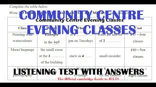 COMMUNITY CENTRE EVENING CLASSES LISTENING TEST WITH ANSWERS [upl. by Nnayd]