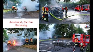 SMART on FIRE Autobrand greift auf Bäume über BacknangWaldrems Germany 10082018 [upl. by Peskoff]