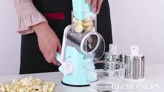 3in1 Multifunctional Stainless Steel Rotary Slicer For Vegetable Cheese amp More [upl. by Ynehteb]