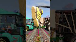 Trucks with Crane Lifting Giant Shoes vs Speedbump short beamng beamngdrive beamshorts trucksvs [upl. by Cleasta662]