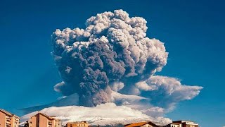 Italys Mount Etna volcano spewing smoke and ash in new eruption [upl. by Enyale]