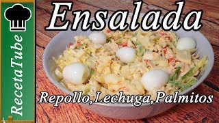 Ensalada de repollo y palmitos de cangrejo  Ensalada muy facil de hacer Recetatube [upl. by Drida]