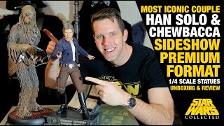 Han Solo amp Chewbacca Sideshow Premium Format Statue Unboxing amp Review [upl. by Trelu]