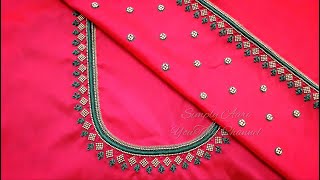 Aari Work Blouse 11  Simple Aari Blouse Designing Tutorial  Beginners Friendly [upl. by Rinee40]