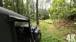 POV Off Road  36 year Old Mahindra Jeep  Clearing Obstacles on the Way  4K  ASMR  Rubber Plants [upl. by Aitnis467]