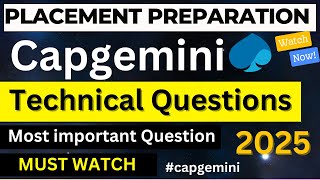 Capgemini Technical Questions  Placement Preparation capgemini technicalquestion [upl. by Chun]