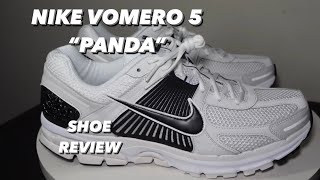 NIKE ZOOM VOMERO 5 PANDA SHOE REVIEW ON FOOT WATCH IT BEFORE YOU BUY IT [upl. by Birdie]