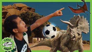 Dino Kickball ⚽ Dino Soccer 🦖 TRex Ranch Dinosaur Videos [upl. by Zolner]