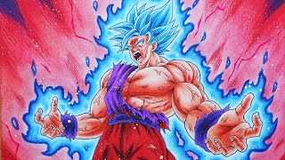 Drawing Goku Super Saiyan Blue Kaioken Times 100 [upl. by Kennan]