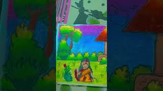 village artwith pastel colour youtube shortviral village art♥️♥️🌸 [upl. by Terchie223]