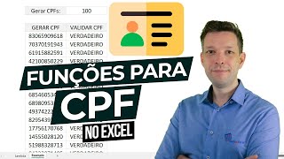 Função para Gerar e Validar CPF no Excel  Geração Aleatória de CPFs e Validação de CPFs [upl. by Nedyrb159]