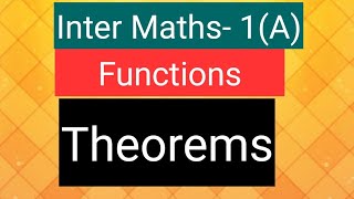 Inter Maths1A Functions  Theorems [upl. by Oirom32]