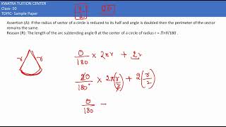 20 Assertion A If the radius of sector of a circle is reduced to its half and angle is [upl. by Eilahtan]