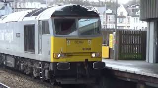 Newport train station Freightliner train and Holyhead train [upl. by Anastassia]