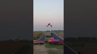 Dawid Godziek rides a MTB course on a moving train [upl. by Kiyoshi]