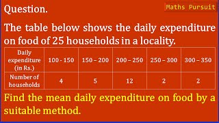 The table below shows the daily expenditure on food of 25 households in a locality Find the mean [upl. by Bysshe]