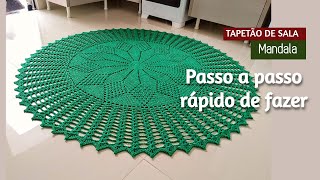 TAPETE DE CROCHÃŠ REDONDO MANDALA PASSO A PASSO COMPLETO RÃPIDO E SIMPLES DE FAZER [upl. by Idoux]