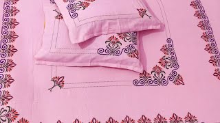 cross stitch double bedsheet 7710863253crosstitch crossstiching dosuti dosutidesigndosutichadar [upl. by Dnalhsa]