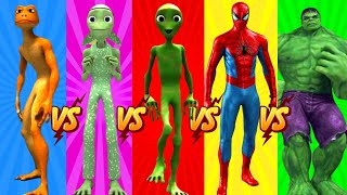 dame tu cosita vs Patila vs me kemaste vs hulk vs spiderman 👽 green alien dance 👽 [upl. by Aihsenor991]