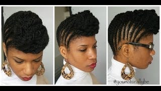 3 Natural Hair Flat Twists w a Pomp Protective Style [upl. by Othe866]