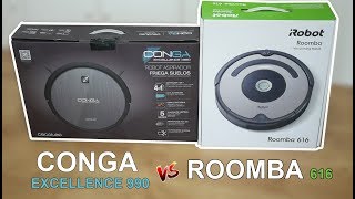 Conga Excellence 990 vs Roomba 616 ¿cuál de los dos aspira mejor [upl. by Akamahs]