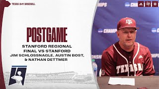 Stanford Postgame Jim Schlossnagle Austin Bost Nathan Dettmer [upl. by Bellaude]