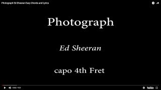 Photograph  Ed Sheeran Easy Chords and Lyrics 4th fret [upl. by Roxanne]