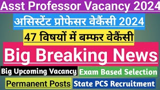 Asst Professor New Vacancy 202447Subjectअसिस्टेंट प्रोफेसर भर्तीPermanent PostState PCS vacancy [upl. by Hutson]