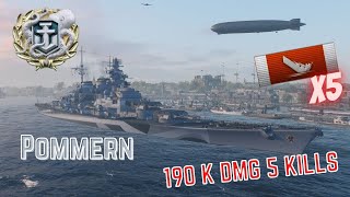 World Of Warships Replay ไทย  Pommern 5 Kills 190 Dmg บู๊ให้แหลก แหกให้สุด แล้วหยุดที่ Kraken แตก [upl. by Eelyahs]