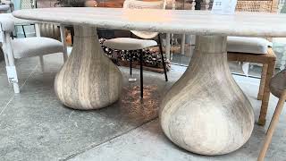 Smooch Faux Travertine Indoor  Outdoor 87quot Oval Dining Table [upl. by Sydalg453]